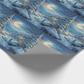 Winter Landscape Log Cabin Pine Trees River Geschenkpapier (Ecke)