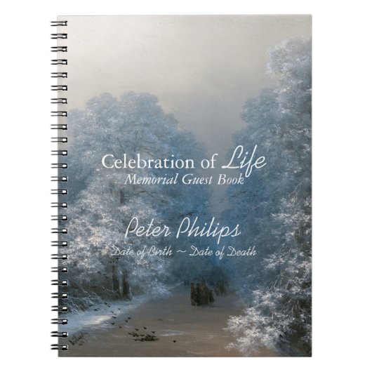 Winter Landscape Memorial Guest Book Notizblock (Vorderseite)