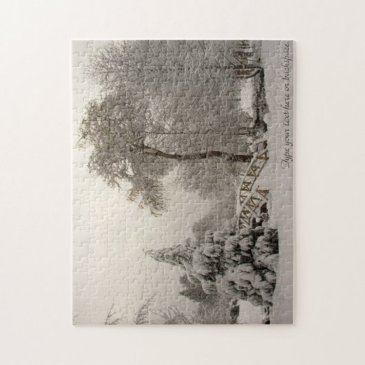 Winter Landscape Puzzle Personalized Winter Bridge (Vertikal)