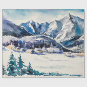 Winter landscape with mountain village covered wit geschenkpapier (Flach)