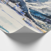 Winter landscape with mountain village covered wit geschenkpapier (Ecke)