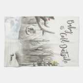 Winter Landschaft Baby seine kalte Außenwelt Geschirrtuch (Horizontal)