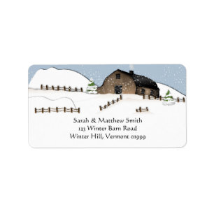 Winter Landschaft Barn Address Labels Adressaufkleber