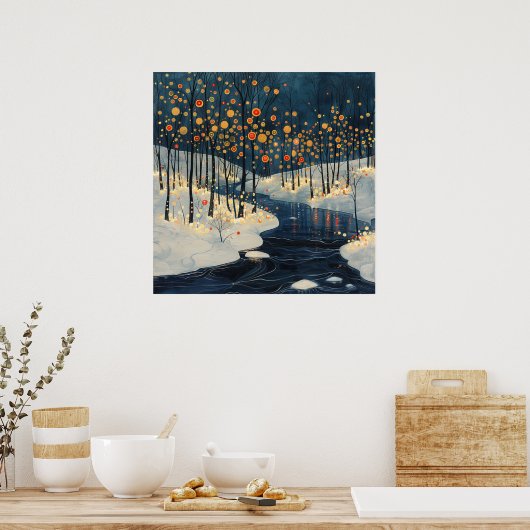 Winter Landschaft Fluss Impressionist Style Poster (Küche)