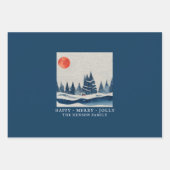 Winter Landschaft Forest Moon Navy Blau Zeichnend Geschenkpapier Set (Vorderseite)