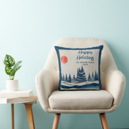 Winter Landschaft Forest Moon Navy Blau Zeichnend Kissen