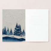 Winter Landschaft Forest Navy Blau Zeichnend Folienkarte (Innenseite)