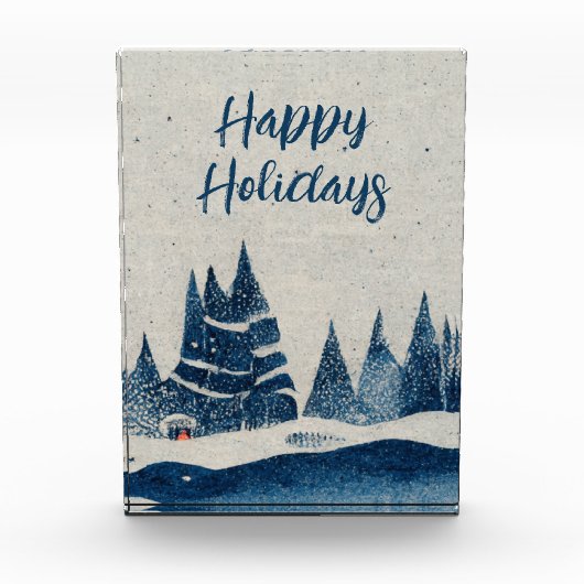 Winter Landschaft Forest Navy Blau Zeichnend Fotoblock (Vorderseite)