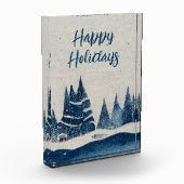 Winter Landschaft Forest Navy Blau Zeichnend Fotoblock (Links)
