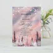 Winter Landschaft Greenpine Forest Script Einladung (Stehend Vorderseite)