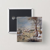 Winter-Landschaft mit Birdtrap, 1601 Button (Vorne & Hinten)