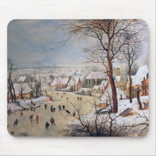 Winter-Landschaft mit Birdtrap, 1601 Mousepad