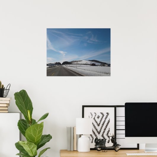 Winter Landschaft mit Hügel Poster (Heimbüro)