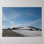 Winter Landschaft mit Hügel Poster (Vorne)