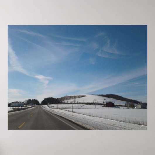Winter Landschaft mit Hügel Poster (Vorne)