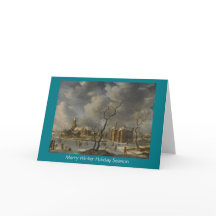 Winter-Landschaft mit Skatern auf gefrorener