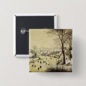 Winter-Landschaft mit Skatern Button (Vorne & Hinten)