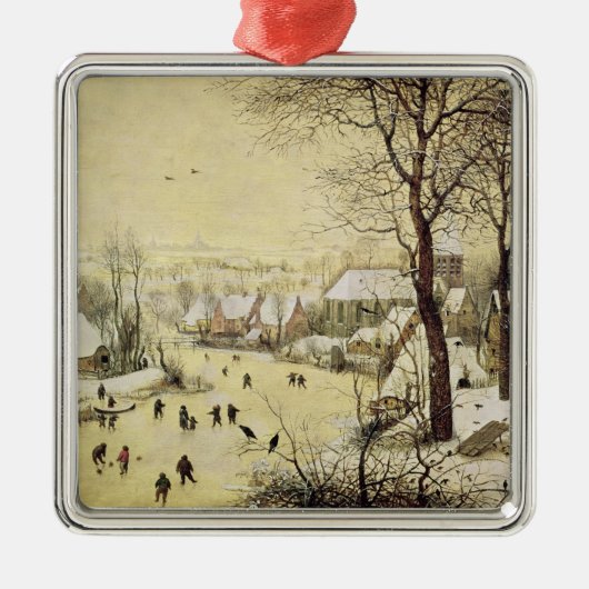Winter-Landschaft mit Skatern Ornament Aus Metall (Vorne)