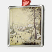 Winter-Landschaft mit Skatern Ornament Aus Metall (Links)