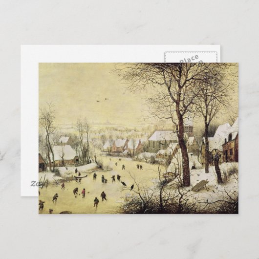 Winter-Landschaft mit Skatern Postkarte (Vorne/Hinten)