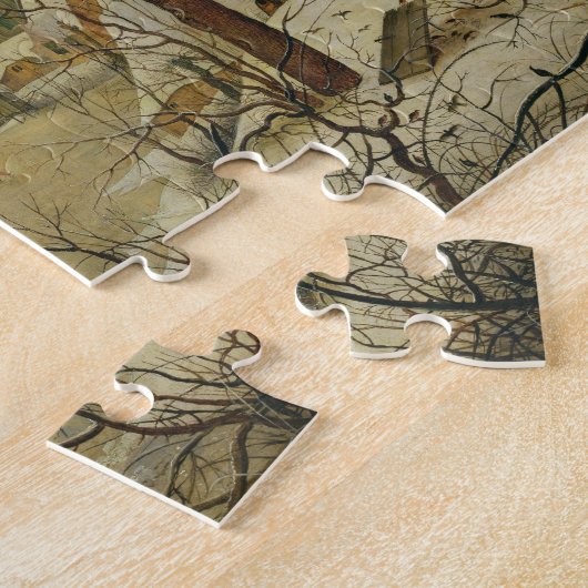 Winter-Landschaft mit Vogel-Falle (Öl auf Platte) Puzzle (Seite)