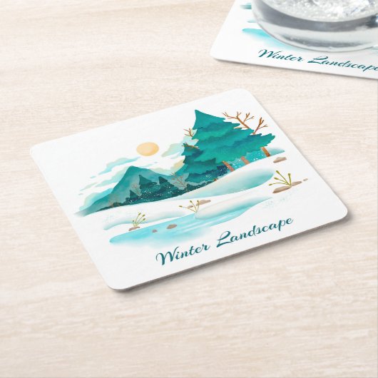 Winter Landschaft Papier Untersetzer (angewinkelt)