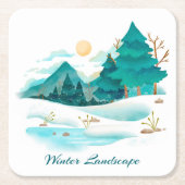 Winter Landschaft Papier Untersetzer (Vorderseite)