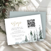 Winter Landschaft Pine Forest QR Code Hochzeit RSV Begleitkarte