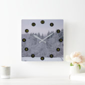 Winter-Landschaft Quadratische Wanduhr (Zuhause)