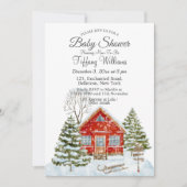 Winter Landschaft Red House Kinderdusche Einladung (Vorderseite)