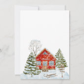 Winter Landschaft Red House Kinderdusche Einladung (Rückseite)