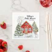 Winter Landschaft Red House Kinderdusche Serviette (Beispiel)