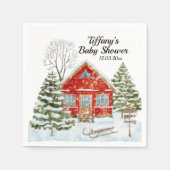 Winter Landschaft Red House Kinderdusche Serviette (Vorderseite)