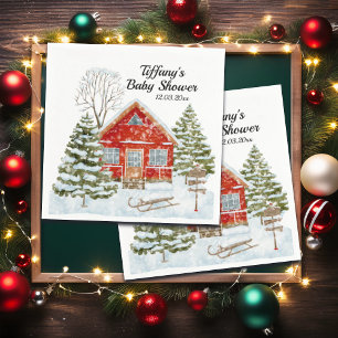 Winter Landschaft Red House Kinderdusche Serviette