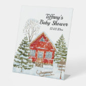 Winter Landschaft Red House Kinderdusche Sockelschild (Vorderseite)
