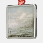 Winter-Landschaft Silbernes Ornament (Links)