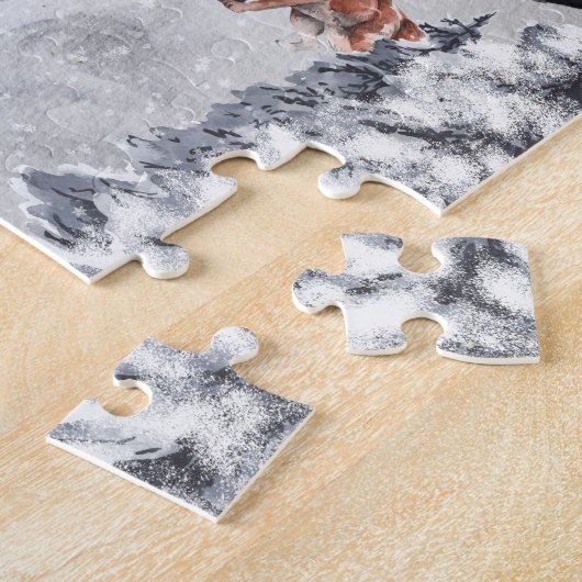 Winter Landschaft Wasserfarbenfüchse Puzzle (Seite)