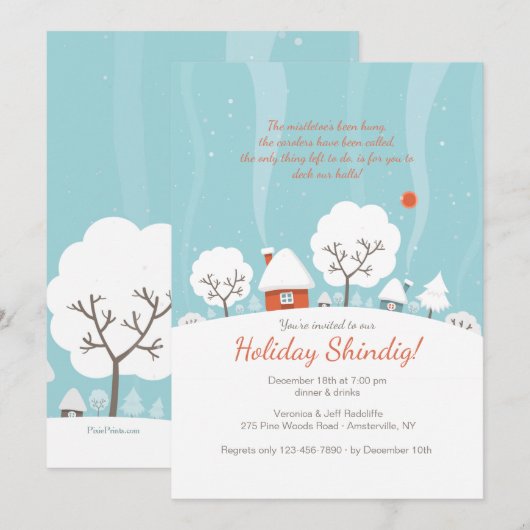 Winter-Landschaftseinladung Einladung (Vorne/Hinten)