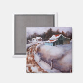 Winter Landschaftsmagnet Magnet (Vorderseite/Rückseite)