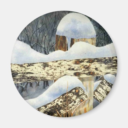 Winter Landschaftsmagnet Magnet (Vorne)