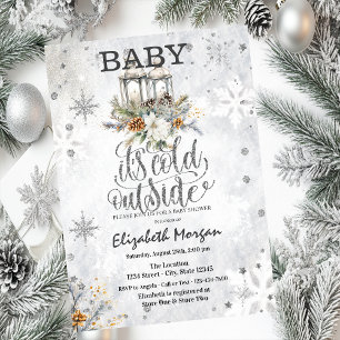 Winter Lantern Blume Schneeflocken Kinderdusche Einladung