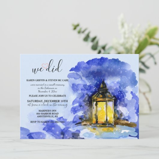 Winter Lantern Einladung (Stehend Vorderseite)