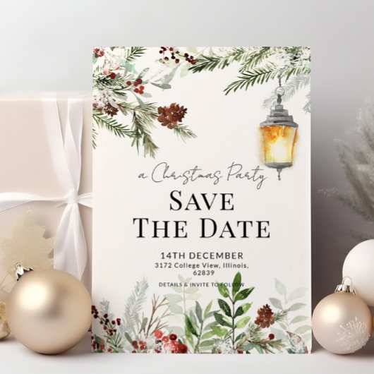 Winter Lantern Weihnachts-Party Save the Date Kart Einladung