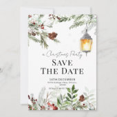 Winter Lantern Weihnachts-Party Save the Date Kart Einladung (Vorderseite)