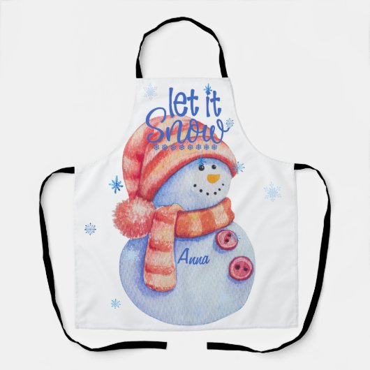Winter lassen es Schnee Schneemann Schürze (Vorderseite)