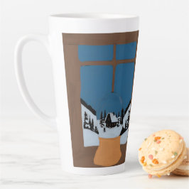 Winter Latte Mug - Snow Globe by the Window Scene  Milchtasse