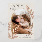 Winter Laurel | Happy Holidays Foto Folien Feiertagskarte (Vorderseite)