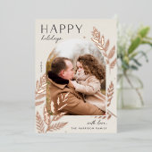 Winter Laurel | Happy Holidays Foto Folien Feiertagskarte (Stehend vorne)