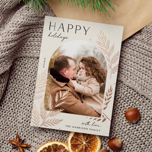 Winter Laurel | Happy Holidays Foto Folien Feiertagskarte