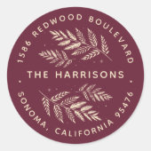 Winter Laurel Rücksendeadresse Runder Aufkleber (Vorderseite)